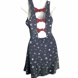 Charcoal anchor & star print back bow dress